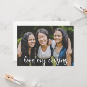 愛のいとこかわいカスタムい家族写真 カード (正面/裏面インサイチュ)