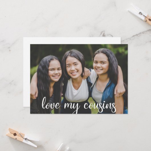 愛のいとこかわいカスタムい家族写真 カード (正面/裏面インサイチュ)