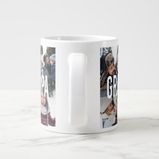 愛のおじいちゃん写真コラージュ父の日 ジャンボコーヒーマグカップ (裏面)