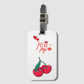 愛のおもしろいさくらんぼ。 ラゲッジタグ (正面縦)