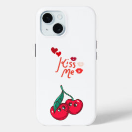 愛のおもしろいさくらんぼ。 iPhone 15ケース