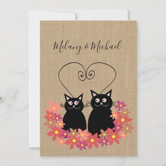 愛のおもしろいフローラ漫画の猫 招待状 (裏面)