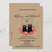 愛のおもしろいフローラ漫画の猫 招待状 (正面/裏面)
