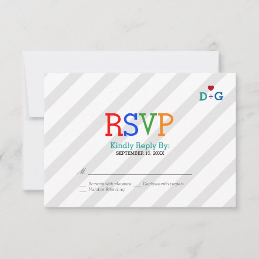 愛のお洒落色結婚 出欠カード (正面)