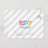 愛のお洒落色結婚 出欠カード (正面/裏面)