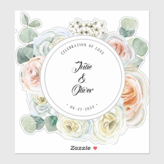 「愛のお祝い」の名前日付 シール (シート)