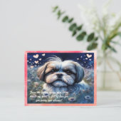 愛のかわいいシーズー(犬)Tzu Valentine's Day シーズンポストカード (スタンド正面)