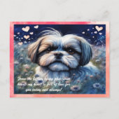 愛のかわいいシーズー(犬)Tzu Valentine's Day シーズンポストカード (正面)