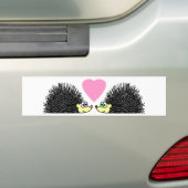 愛のかわいいハリネズミ バンパーステッカー (車上)
