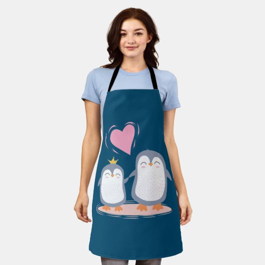  愛のかわいいペンギン  エプロン (着用した状態)