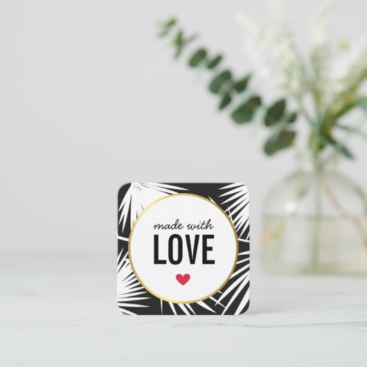 愛のかわいい包装パーム離れブラック製 スクエア名刺 (スタンド正面)