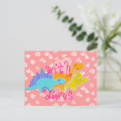 愛のかわいい恐竜のはがき付き ポストカード (スタンド正面)