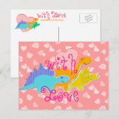 愛のかわいい恐竜のはがき付き ポストカード (正面/裏面)