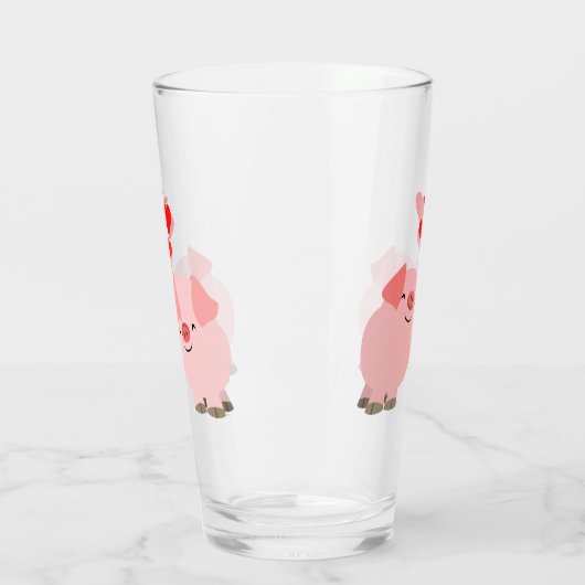 愛のかわいい漫画のブタ タンブラーグラス (左)