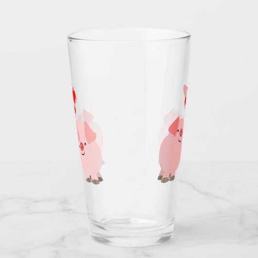 愛のかわいい漫画のブタ タンブラーグラス (右)
