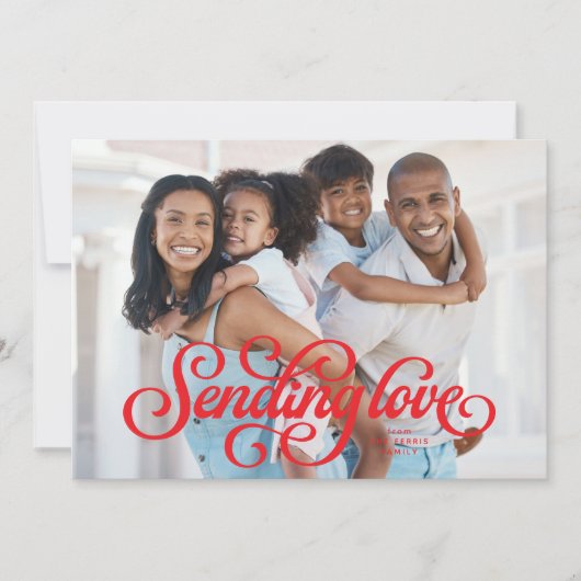 愛のかわいい赤1枚の写真バレンタイン シーズンカード (正面)