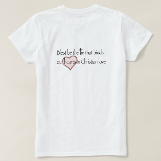「愛のきずな」キリスト教の名言 Tシャツ (デザイン裏面)