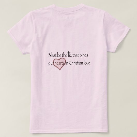 「愛のきずな」キリスト教の引用句 Tシャツ (デザイン裏面)
