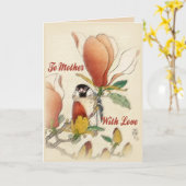 愛のこもったマグノリアの花の古風な枝 カード (黄色い花)