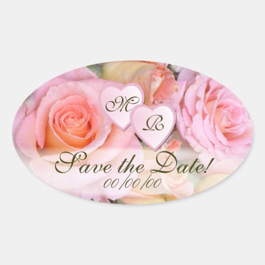 愛のためのバラ~オーバルステッカー 楕円形シール (正面)