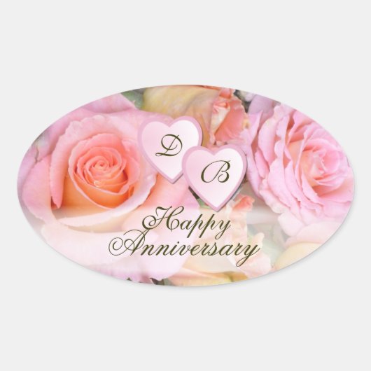 愛のためのバラ~オーバルステッカー 楕円形シール (正面)