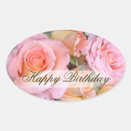 愛のためのバラ~オーバルステッカー 楕円形シール (正面)