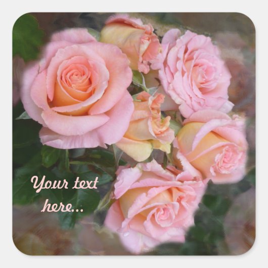 愛のためのバラ~スクエアステッカー スクエアシール (正面)