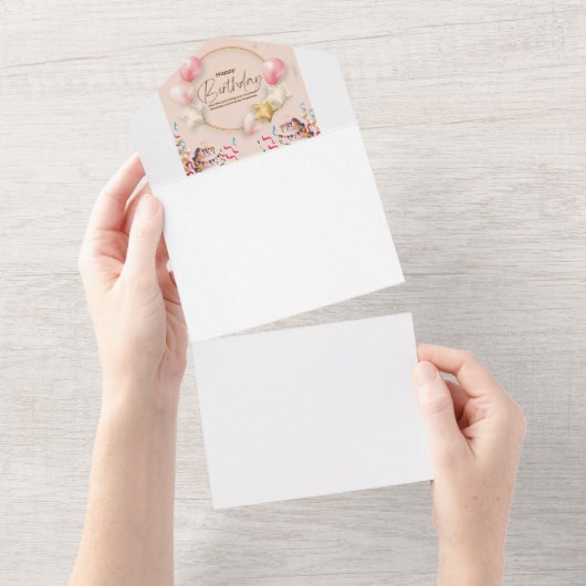 愛のための思慮深い誕生日カード オールインワン招待状 (貼ってはがせる)