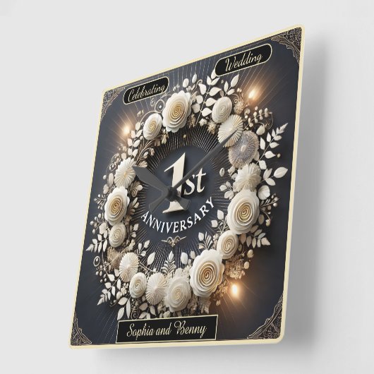 愛のための洗練されたペーパーリース スクエア壁時計 (傾斜)