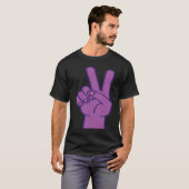 愛のための紫色の手の平和サイン Tシャツ (正面フル)