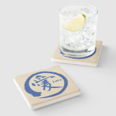 愛のための青いensoの円|の日本のな漢字の記号 ストーンコースター (横)