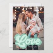 愛のはっきりしたスクリプトミントグリーン写真バレンタインデー シーズンカード (正面)