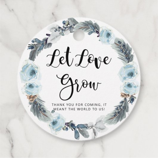 愛のほこりっぽい青い植物の種子を成長させる結婚式の引き出物 フェイバータグ (裏面)