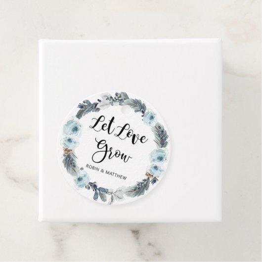 愛のほこりっぽい青い植物の種子を成長させる結婚式の引き出物 フェイバータグ (インサイチュ)