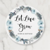 愛のほこりっぽい青い植物の種子を成長させる結婚式の引き出物 フェイバータグ (正面)