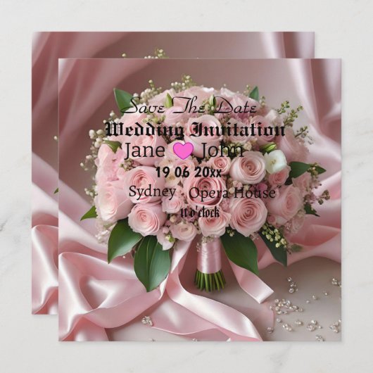 "愛のほのかな色合い: 時を超えるロマンスの花束" セーブザデート (正面/裏面)