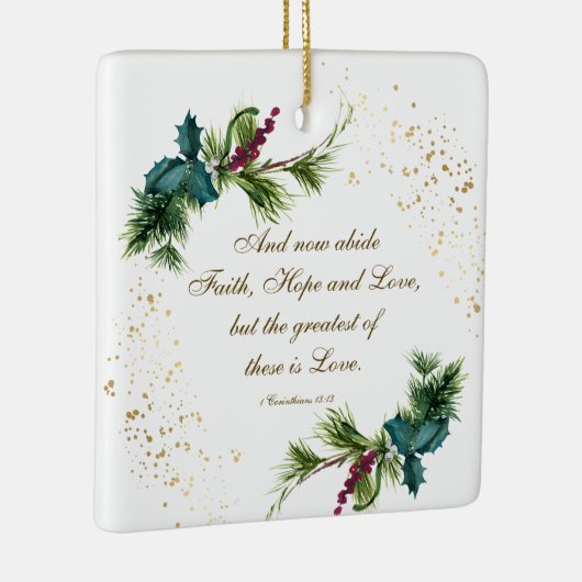 愛のもっとも偉大バイブル冬のエバーグリーンクリスマス セラミックオーナメント (右)