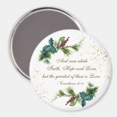 愛のもっとも偉大バイブル冬のエバーグリーンクリスマス マグネット (正面/裏面)