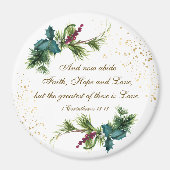 愛のもっとも偉大バイブル冬のエバーグリーンクリスマス マグネット (正面)