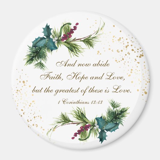 愛のもっとも偉大バイブル冬のエバーグリーンクリスマス マグネット (正面)