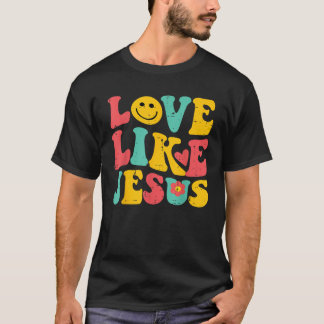 愛のようなイエスレトロ神の宗教的クリスチャンの男性 Tシャツ