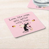 愛のようにワインのバレンタイン スクエアペーパーコースター (アングル)