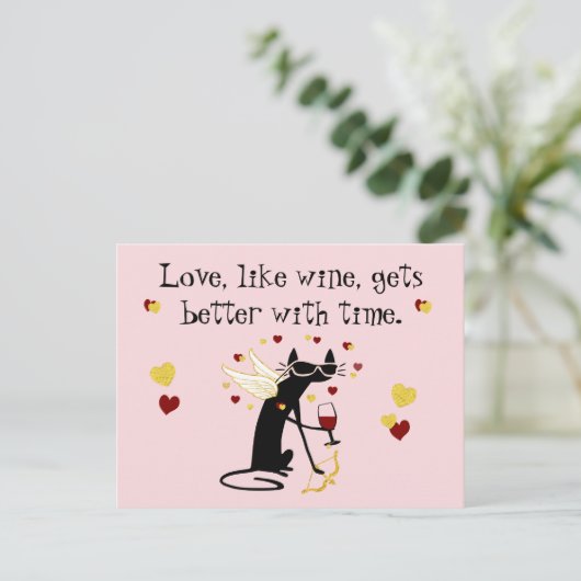 愛のようにワインのバレンタイン ポストカード (スタンド正面)