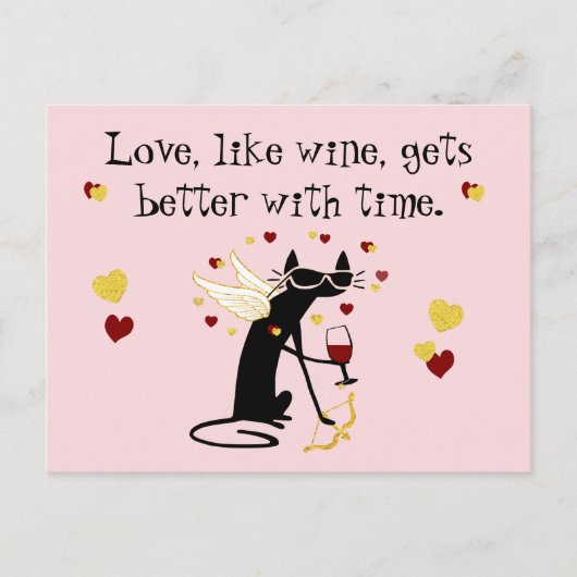 愛のようにワインのバレンタイン ポストカード (正面)