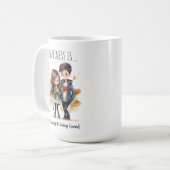 愛のアニメに登場するかわいいカップル |幸せとは | コーヒーマグカップ (正面左)