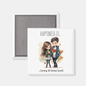 愛のアニメに登場するかわいいカップル |幸せとは | マグネット (正面/裏面)