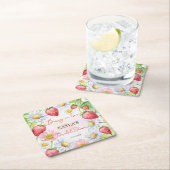 愛のイチゴのベリーブライダルシャワーの好意 スクエアペーパーコースター (インサイチュ)