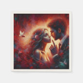 愛のウィスパーズバレンタイン紙ナプキン – ロマンチック スタンダードカクテルナプキン (正面)