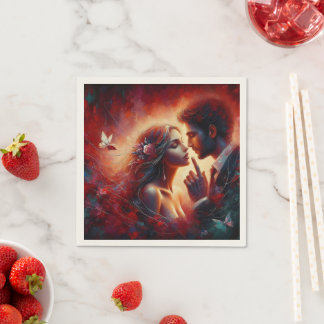 愛のウィスパーズバレンタイン紙ナプキン – ロマンチック スタンダードカクテルナプキン