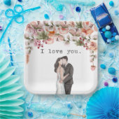 愛のウェディングパーティー水彩花エレガント ペーパープレート (パーティー)